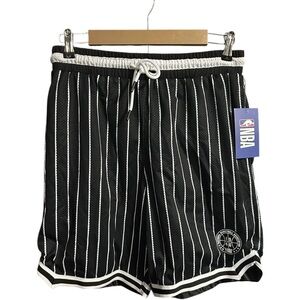 NBA Basketball Shorts NWT Mens Pinstripe Black White Medium